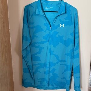 Under Armour Teal Camo Quarter-Zip Top Large